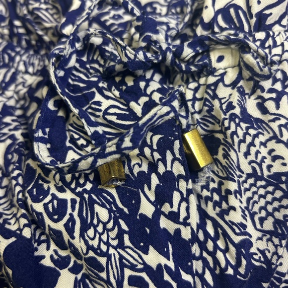 Lilly Pulitzer Target Blue White Strapless UpStream Fish Print Jumpsuit Size 1X - Picture 6 of 8